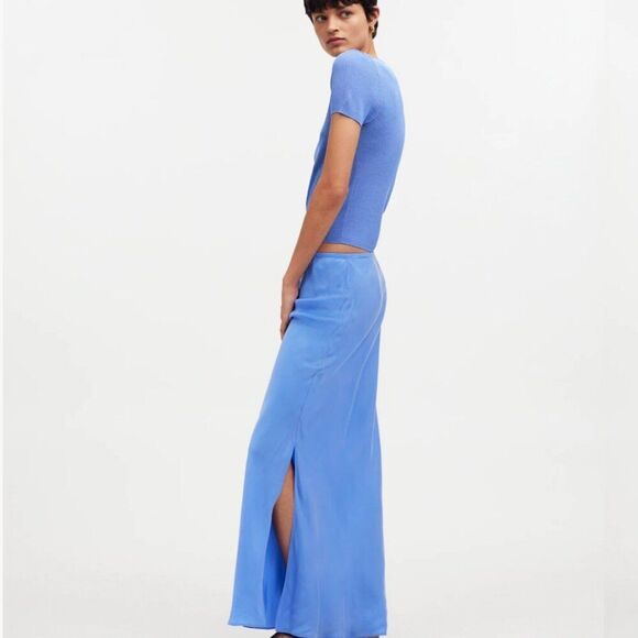 Madewell NQ794 Tie-Waist Maxi Slip Skirt in Cupro Blend NWT size 12 - Picture 2 of 11